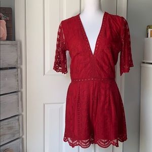 NWT Socialite Red Lace Romper
